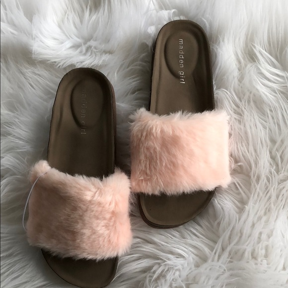 madden girl fur slides